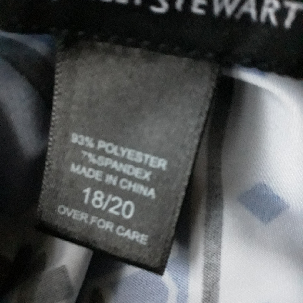 Size 18/20 off the shoulders black, blue, and white top.